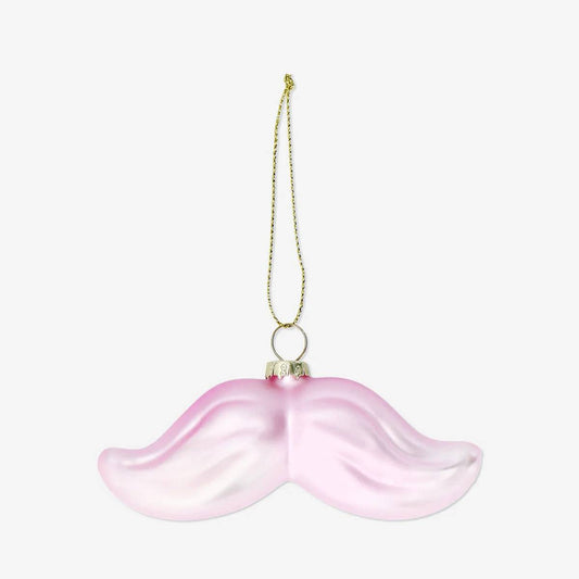 Bauble Glass Moustache Pink