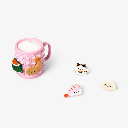 Mug With Handle W 5Pcs Icon To Attach On