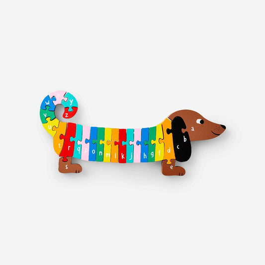 Puzzle Alphabet Wooden Sausage Dog