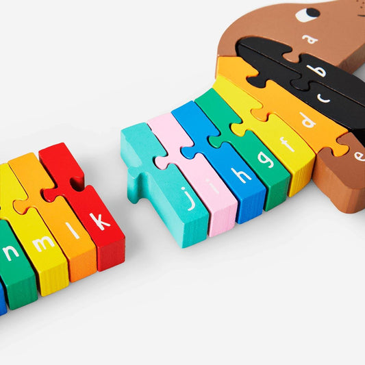 Puzzle Alphabet Wooden Sausage Dog