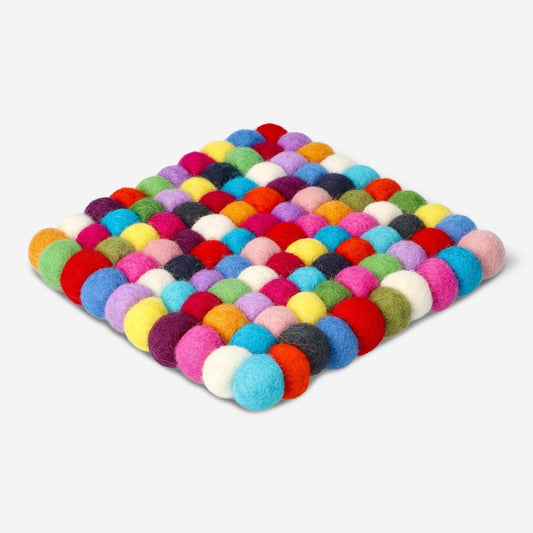 Coaster Felt Sqaure 17X17 Ball Multiclrd