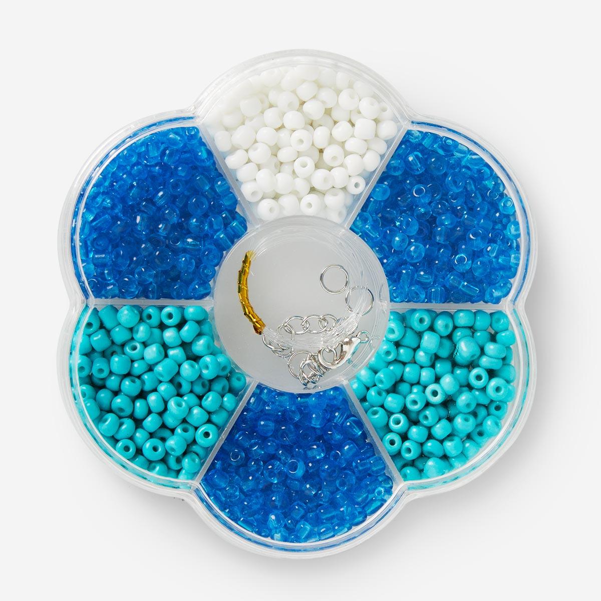 Beads Flower Glass Blue