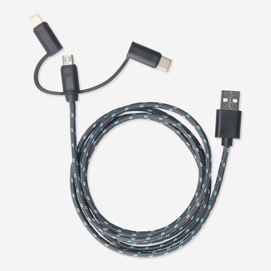 Charging Cable 120Cm 3In1 Fab Grey/Green