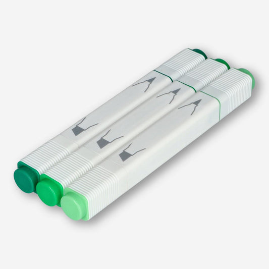 Dual Markers Thick/Thin Green 3 Pcs