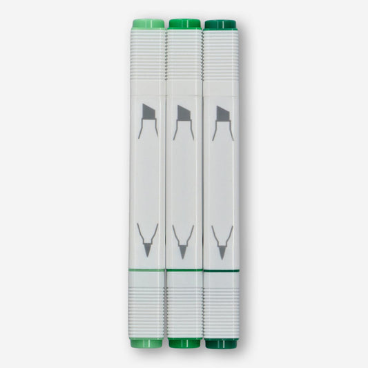 Dual Markers Thick/Thin Green 3 Pcs