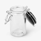 Container Glass Spices Blk Patent Lid8Cm