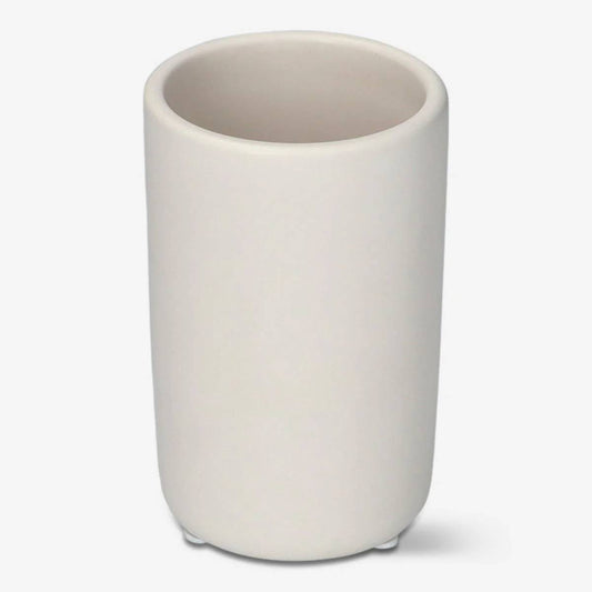 Toothbrush Mug Ceramic Mat White