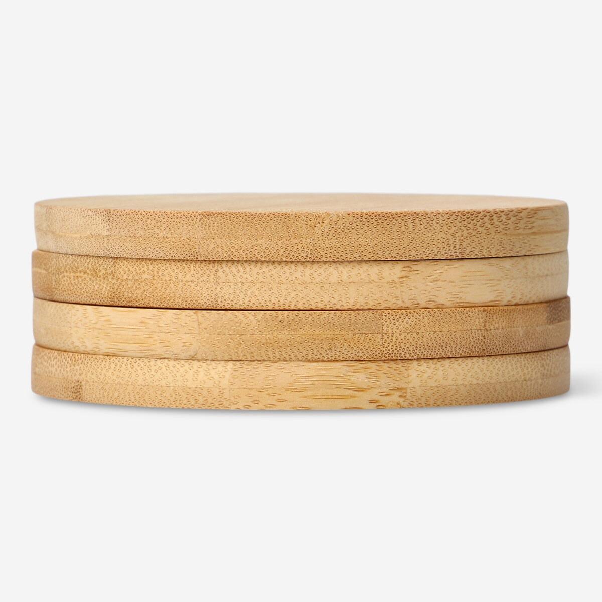 Coaster Bamboo Round Dia 10 Cm 4 Pcs