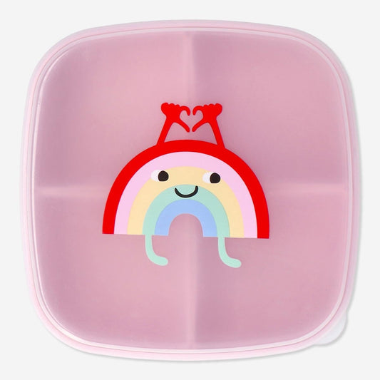 Lunch Box with 4 Inside Boxes Rainbowith Pink 14X14X5.2Cm