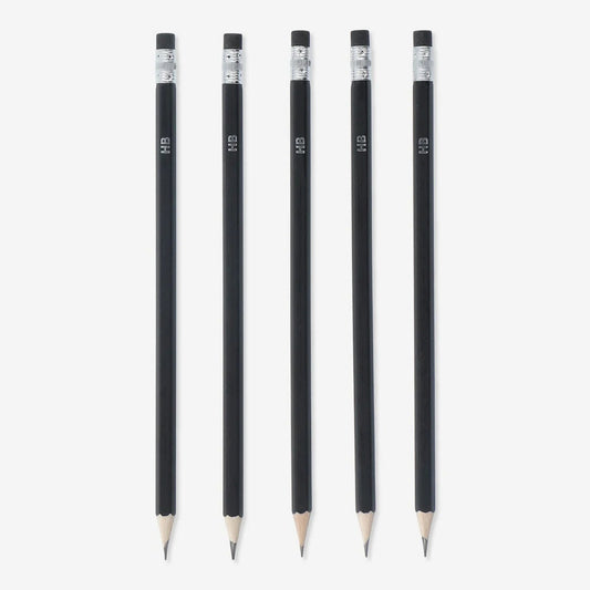 Pencils with Eraser Black Hb 5Pcs (In)