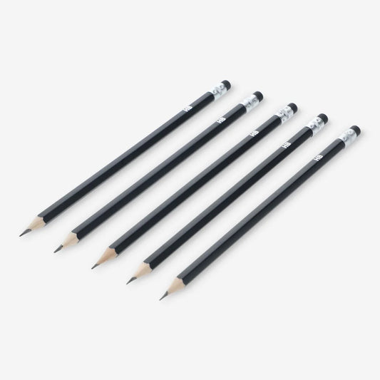 Pencils with Eraser Black Hb 5Pcs (In)