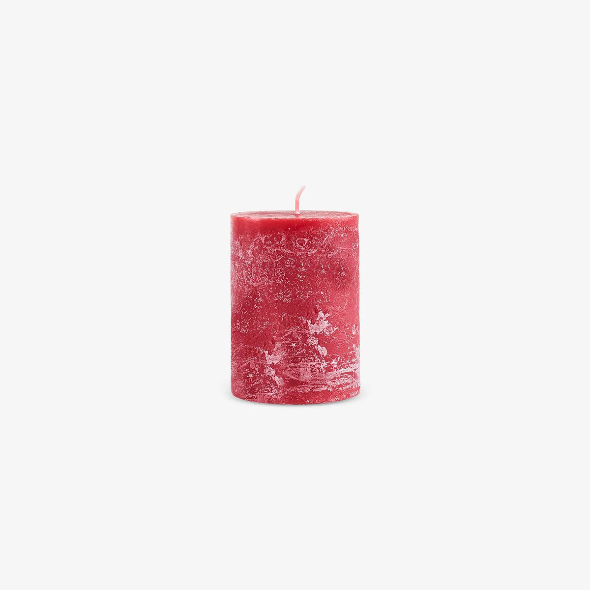 Candle Block Rustic 9Cm Dia 6Cm Red-Rowith