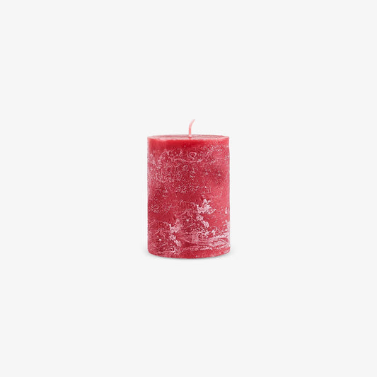 Candle Block Rustic 9Cm Dia 6Cm Red-Rowith
