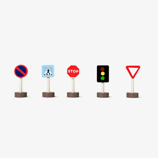 A Set Of Traffic Signs In Wood (Sni)