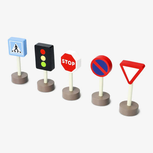 A Set Of Traffic Signs In Wood (Sni)