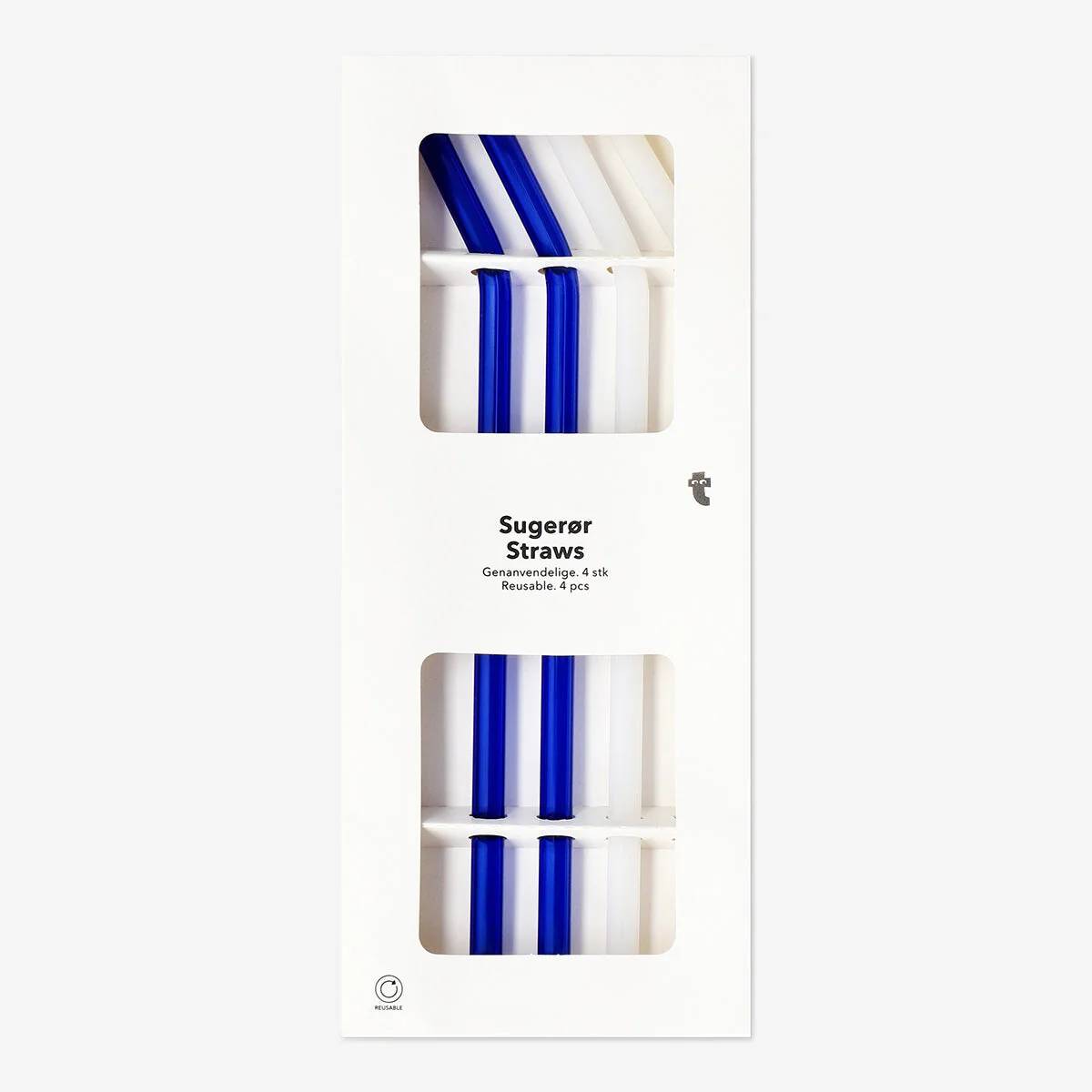 Straw Glass 23Cm Bended 4Pc/Set Blue(In)