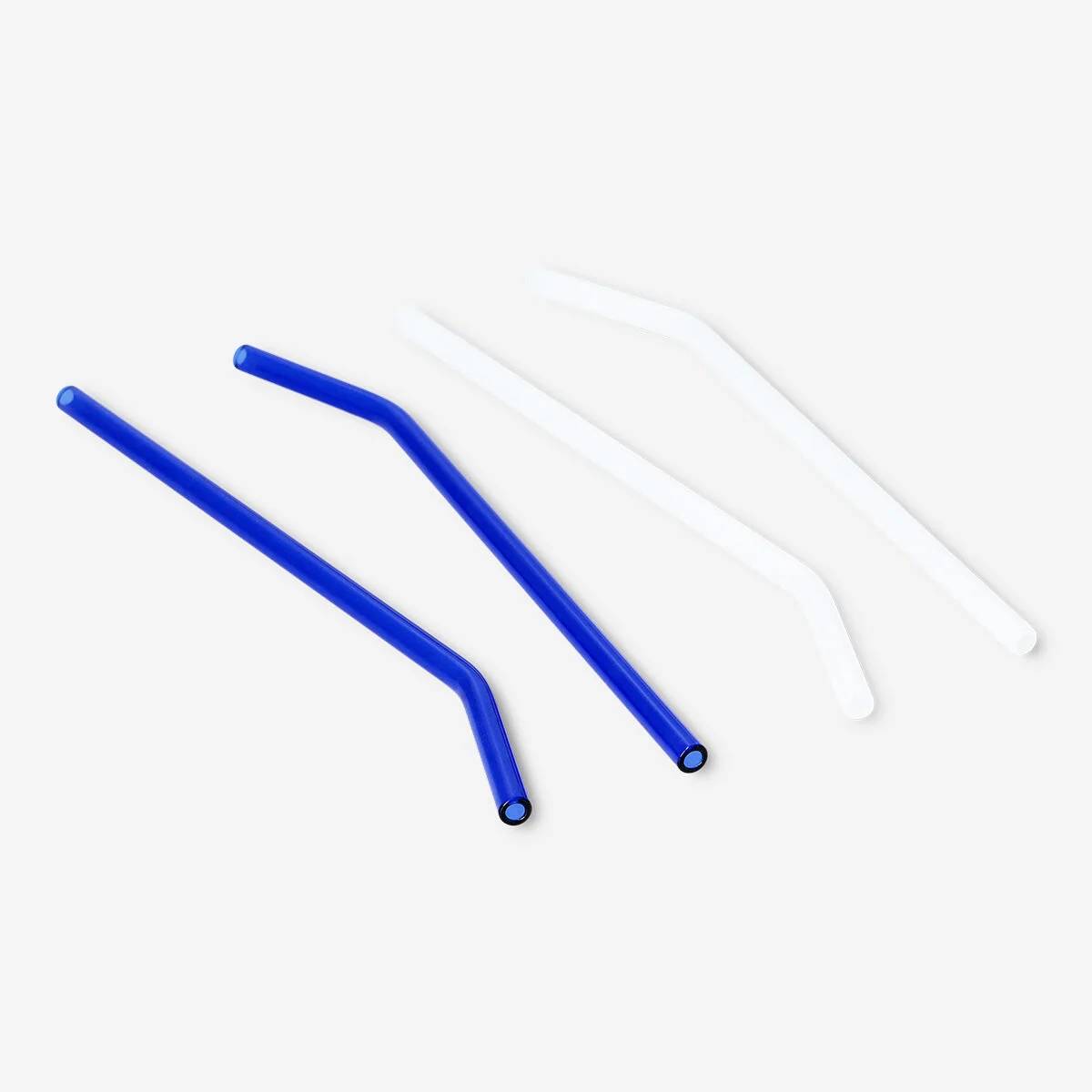 Straw Glass 23Cm Bended 4Pc/Set Blue(In)