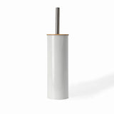 Toilet Brush W Holder Bamboo Lid Mat Whi