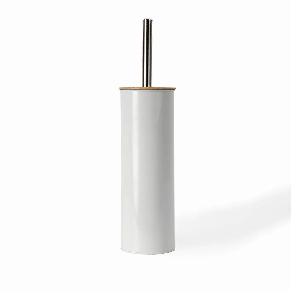 Toilet Brush W Holder Bamboo Lid Mat Whi