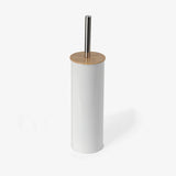 Toilet Brush W Holder Bamboo Lid Mat Whi