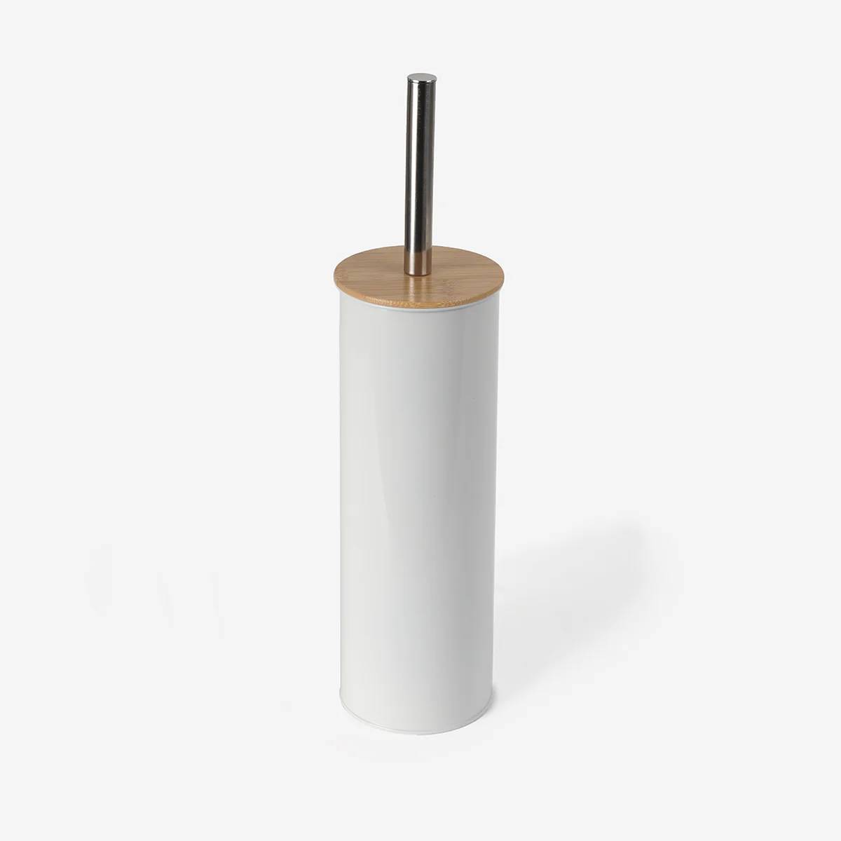 Toilet Brush W Holder Bamboo Lid Mat Whi