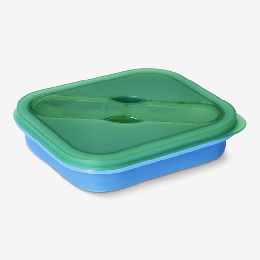 Lunch Box Collapsible W Spoon Fork Silic