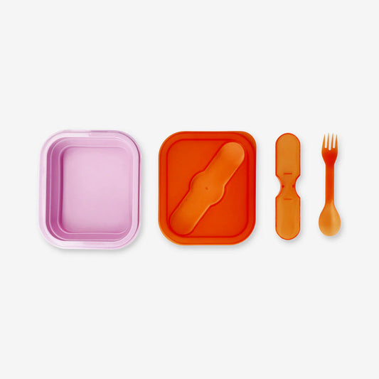 Lunch Box Collapsible W Spoon Fork Silic