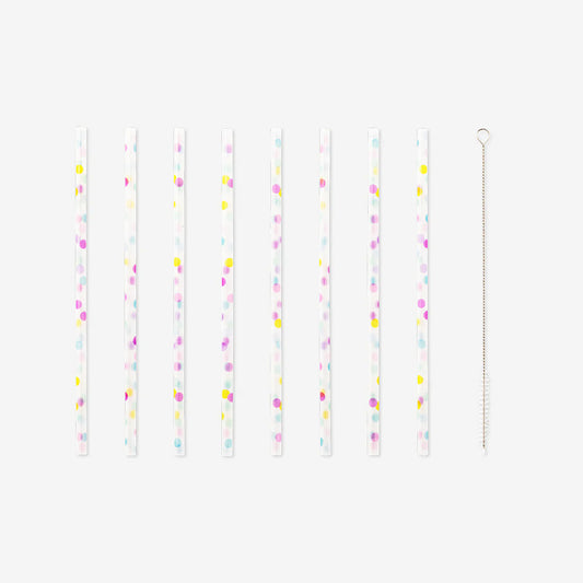 Straws Plastic Confetti 8Pcs