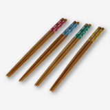 Chopsticks Bamb23.8 Y/P/G/B Flwr 4Pc(In)