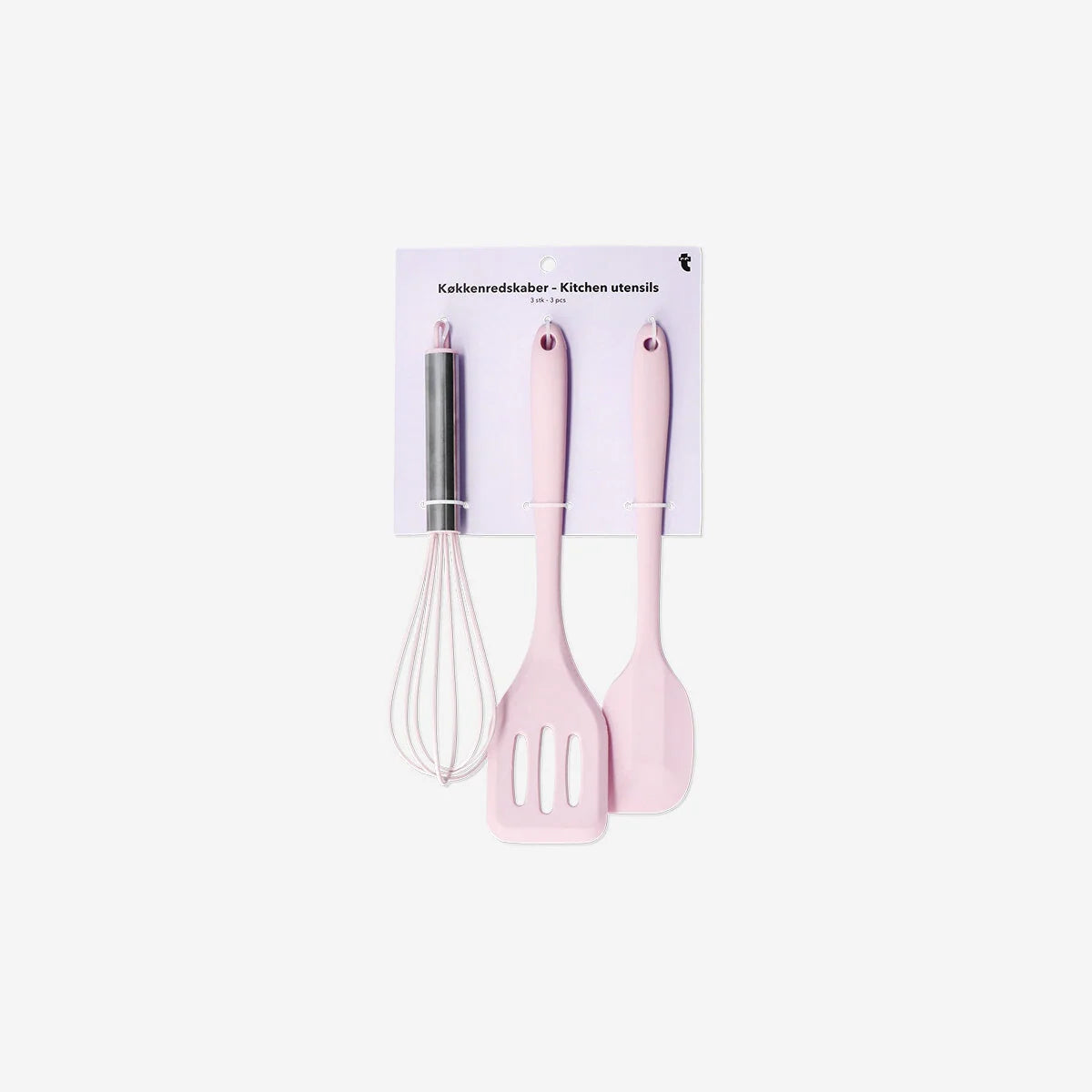 Utensils Set 3 Pcs Silicone And Ss Pink