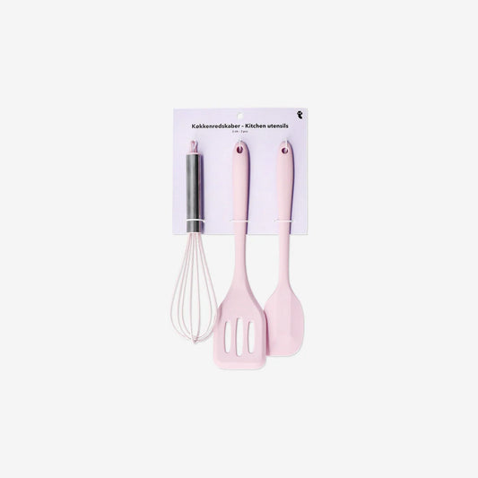 Utensils Set 3 Pcs Silicone And Ss Pink