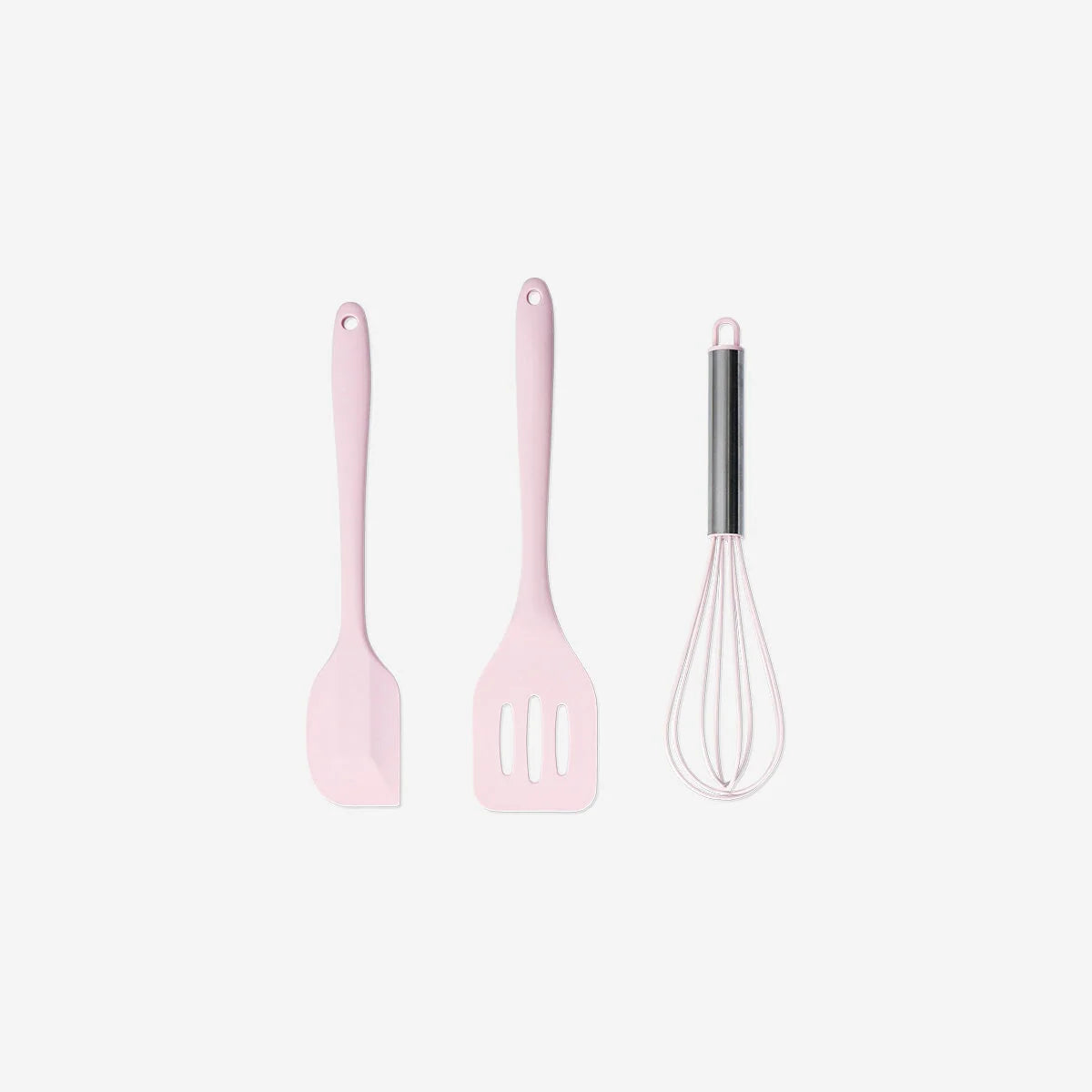 Utensils Set 3 Pcs Silicone And Ss Pink
