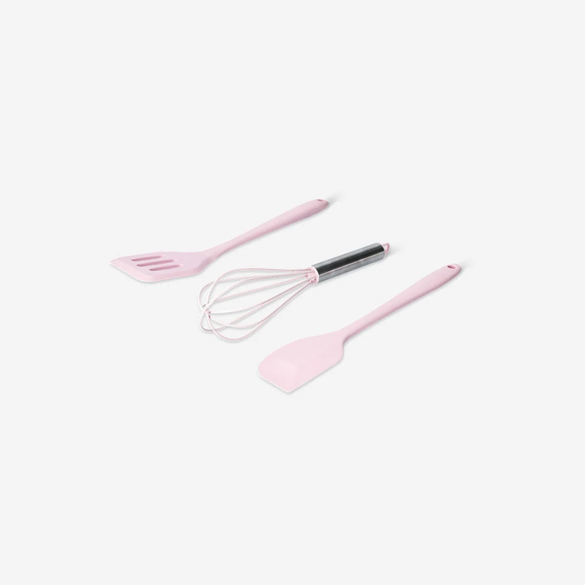 Utensils Set 3 Pcs Silicone And Ss Pink