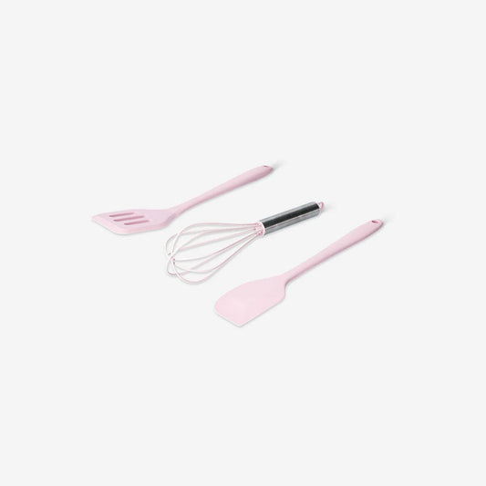 Utensils Set 3 Pcs Silicone And Ss Pink